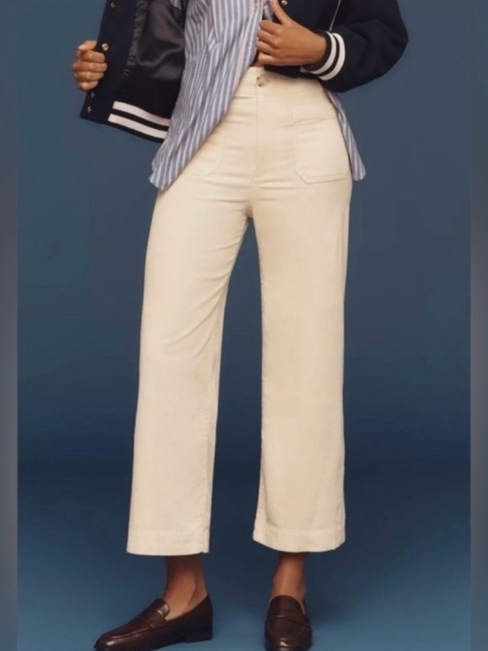 MAEVE • the Colette high rise wide leg cropped pants cream corduroy size 27